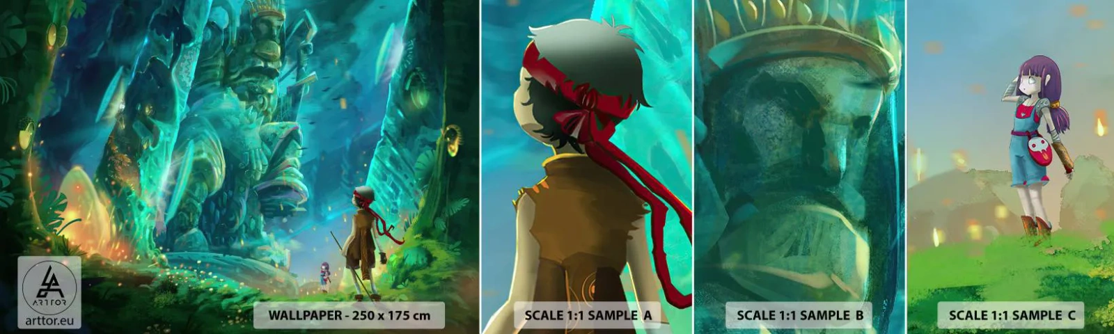 Mostră tapet autocolant Deluxe Sticker - Din Marea Carte a Basmelor - Fantezie, Basm pentru copii, Basm - 100x30 cm