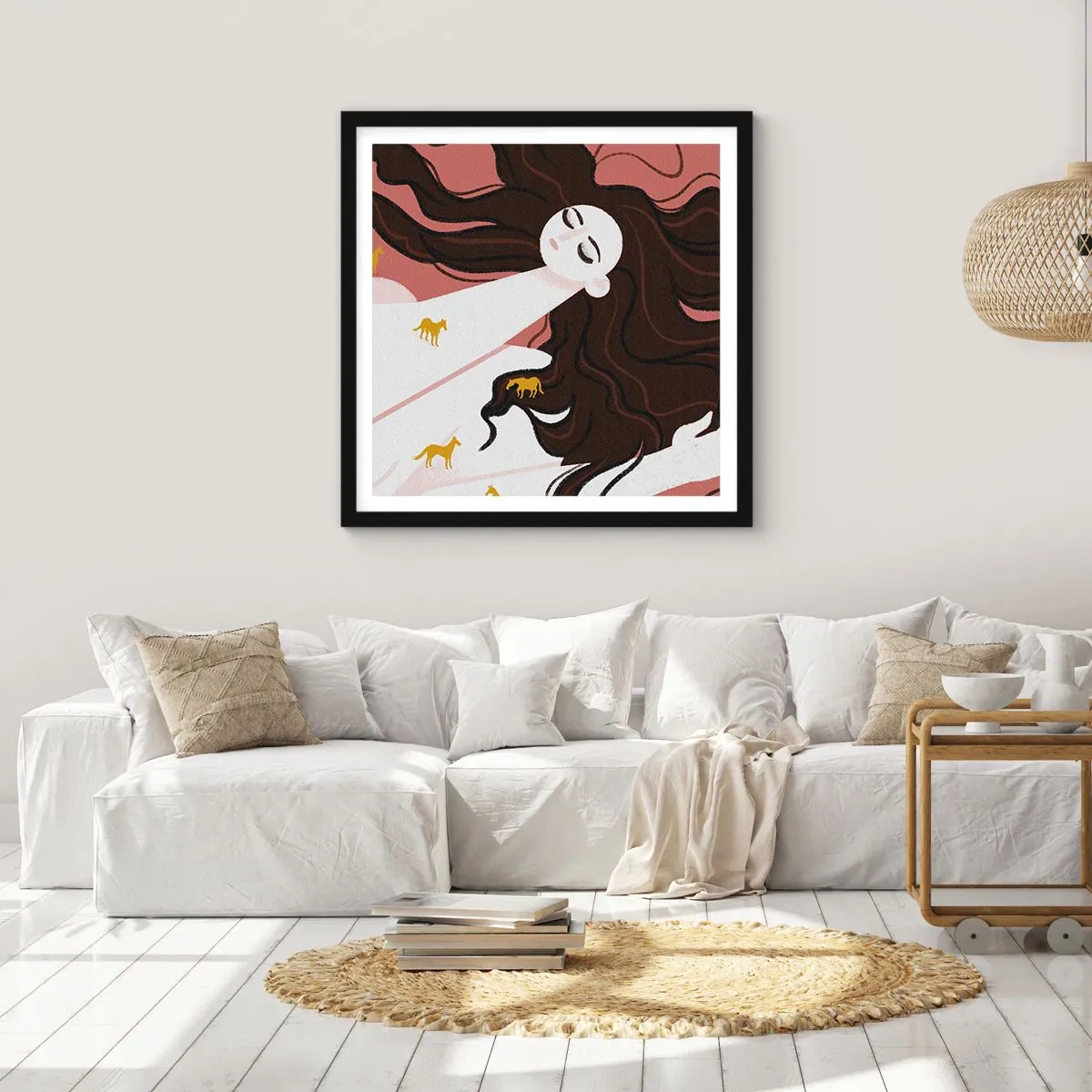 Poster în ramă neagră - Visul despre calul de aur - 30x30 cm