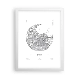 Poster în ramă albă - Anatomia orașului Doha - 30x40 cm