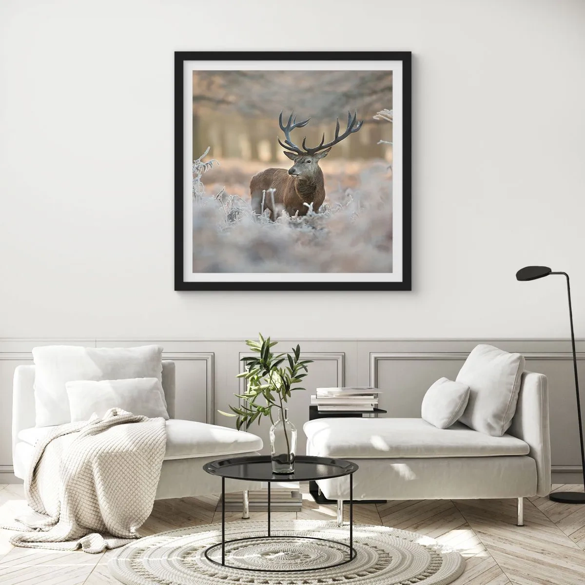 Poster în ramă neagră - O dimineață răcoroasă - 30x30 cm