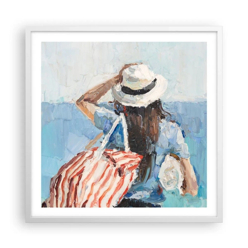Poster în ramă albă - Bine ați venit în concediu - 60x60 cm