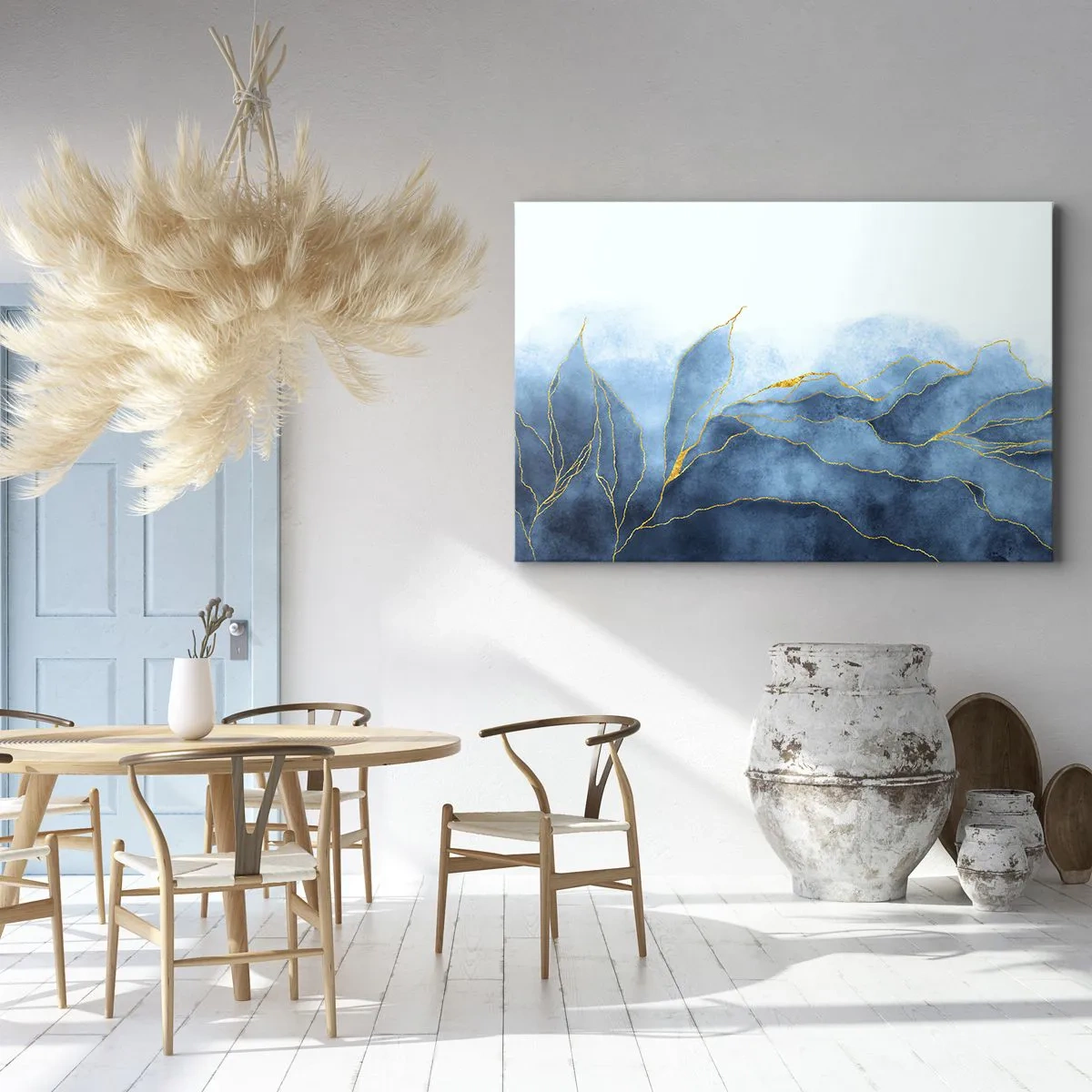 Tablou pe pânză - Albastru în aur - 120x80 cm