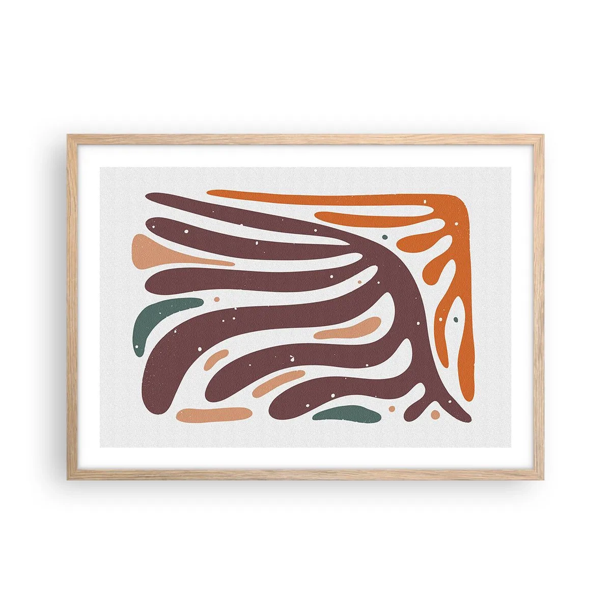 Poster în ramă de stejar deschis - Compoziție organică radială - 70x50 cm