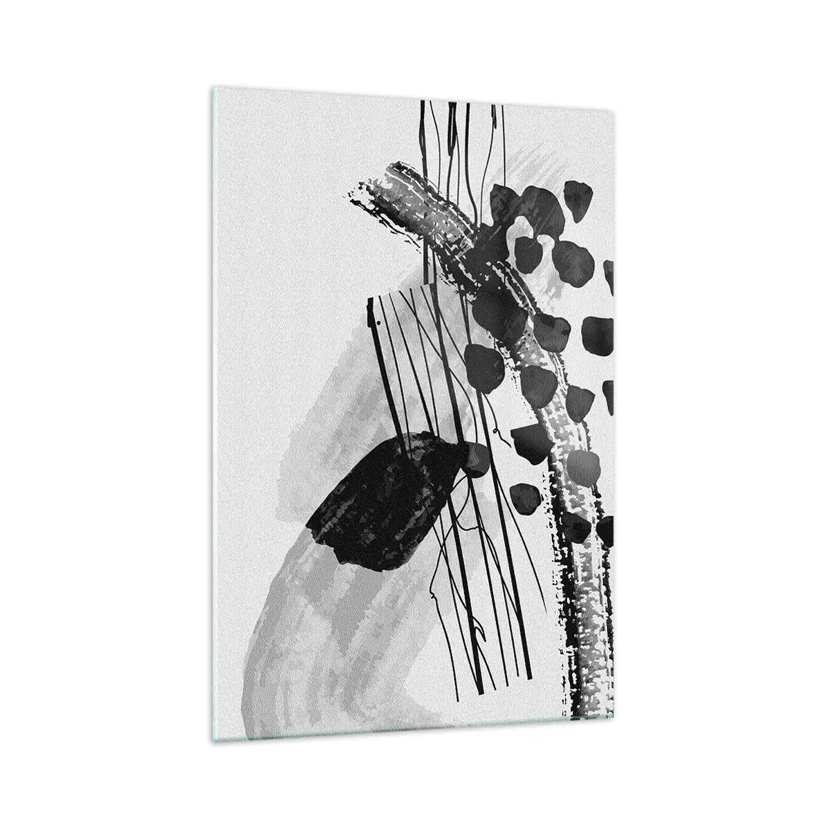 Tablou pe sticlă - Abstracție organică în negru și alb - 70x100 cm