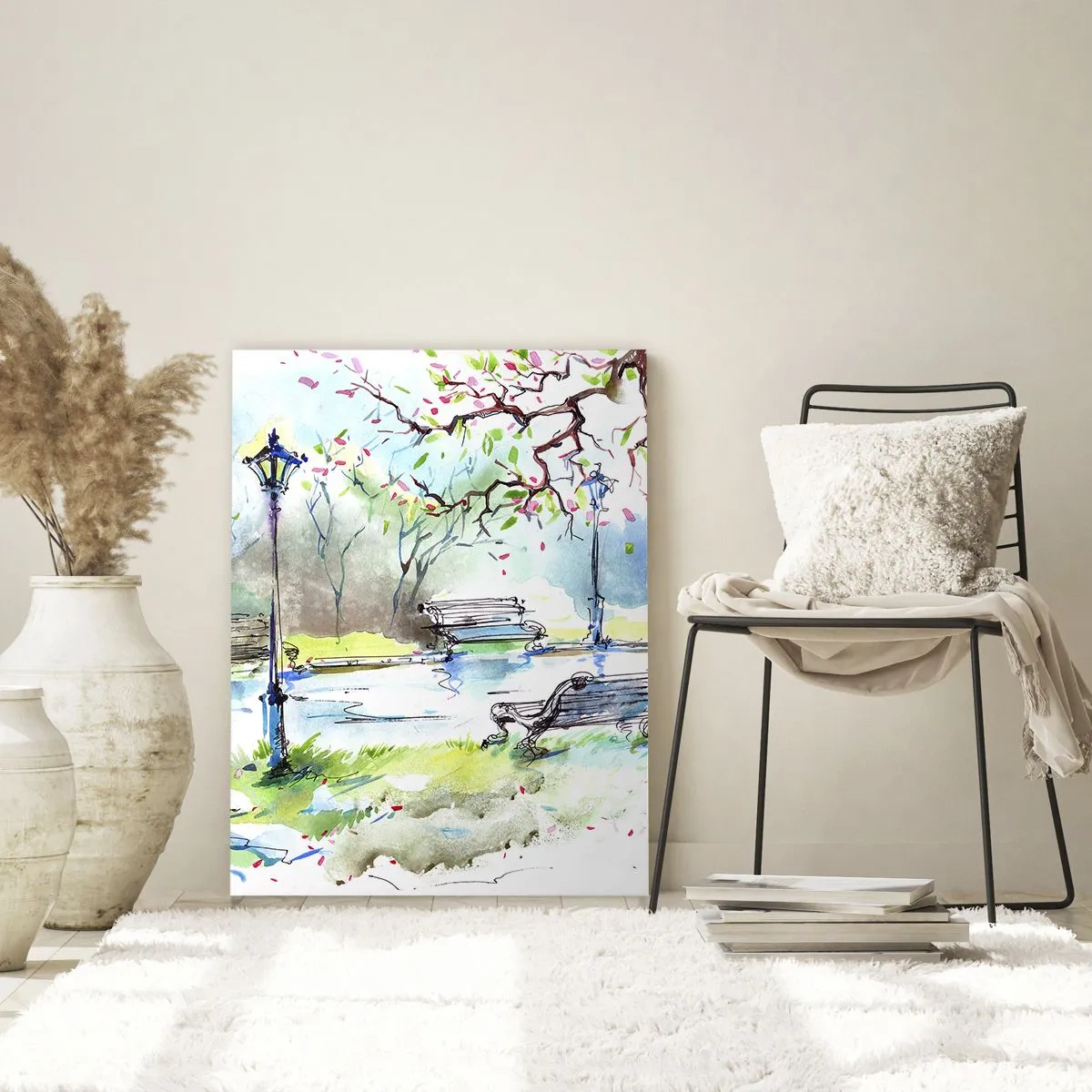 Tablou pe sticlă - Magia liniștii din parc - 80x120 cm