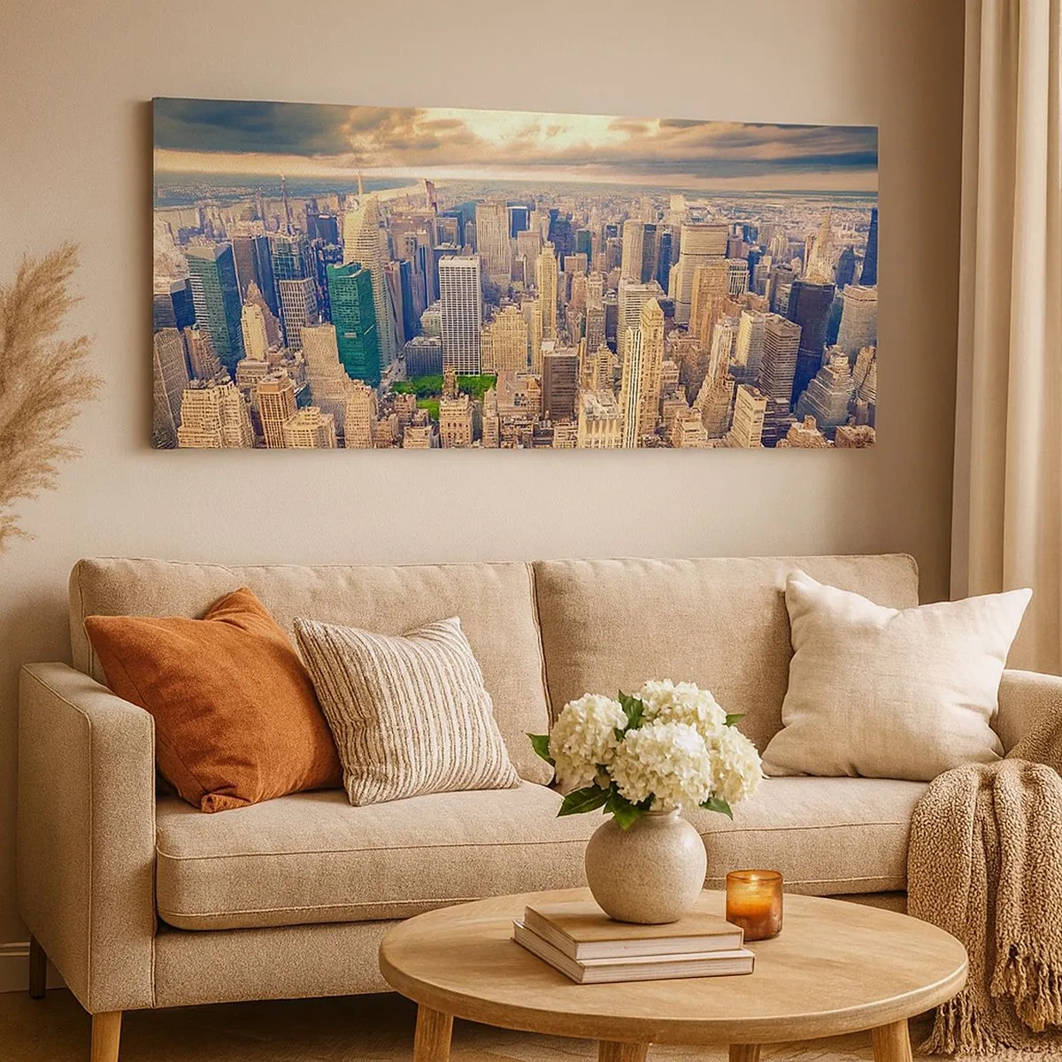 Tablou pe pânză - O metropolă aurită - 100x40 cm