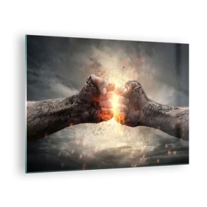 Tablou pe sticlă - Ridică-te în luptă - 70x50cm - Ridică-te pentru a lupta - Decorațiune modernă pentru perete pentru living și dormitor ARTTOR