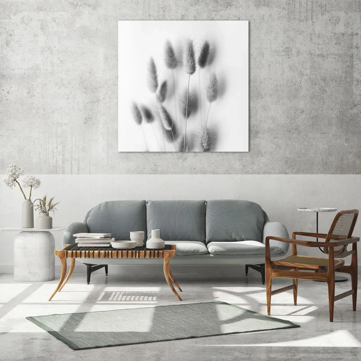 Tablou pe sticlă - Pufoșenia ierbii - 60x60 cm
