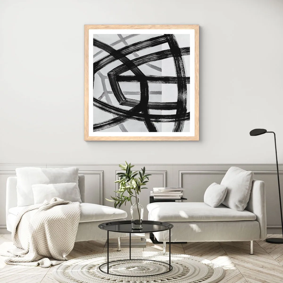 Poster în ramă de stejar deschis - Construind adâncimea - 30x30 cm