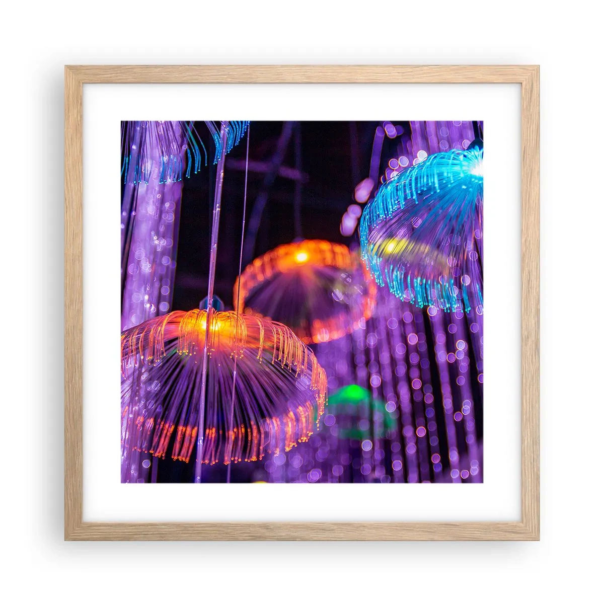 Poster în ramă de stejar deschis - Fântână de lumină - 40x40 cm