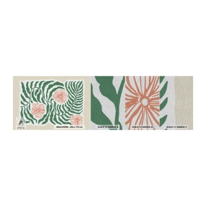Mostră tapet Premium Sand - Înflorite în verde - Boho, Botanic, Flori - 100x30 cm