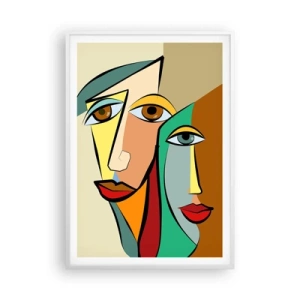 Poster în ramă albă - Cuplu cubist - 70x100 cm