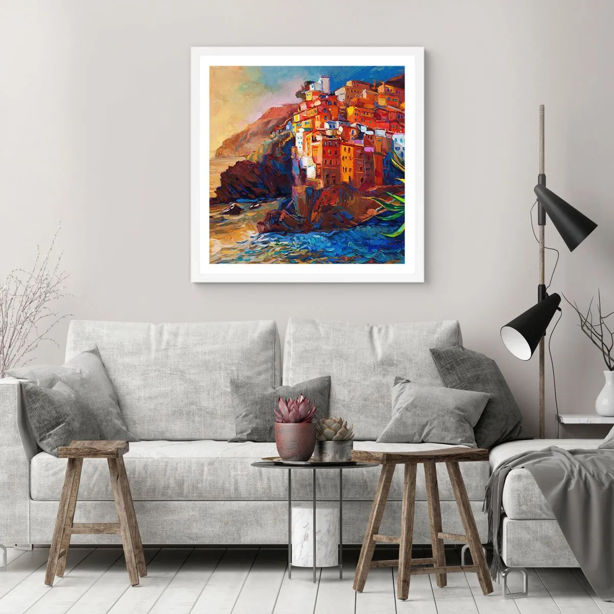 Poster în ramă albă - Oraș italian de vis - 40x40 cm