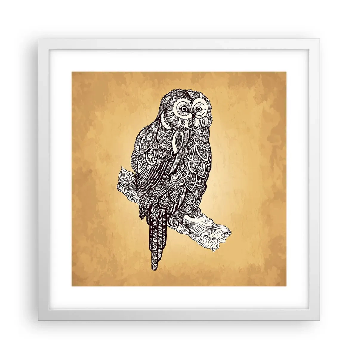 Poster în ramă albă - Ornamente complicate de înțelepciune - 40x40 cm