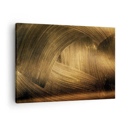 Tablou pe pânză Canvas - Tușe de pensulă abstracte aurii - 70x50cm - Într-un labirint de aur - Decorațiune modernă pentru perete pentru living și dormitor ARTTOR