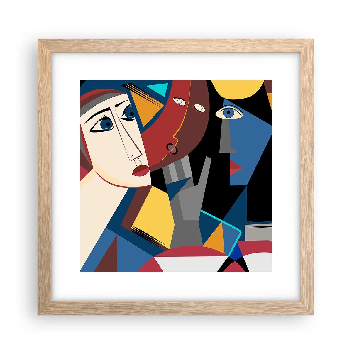 Poster în ramă de stejar deschis - Discuția cubiștilor - 30x30 cm
