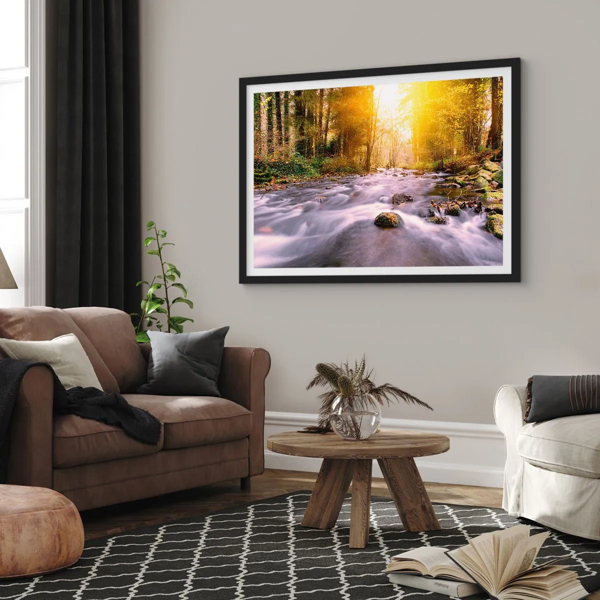 Poster în ramă neagră - Malachit în rame de argint și aur - 100x70 cm