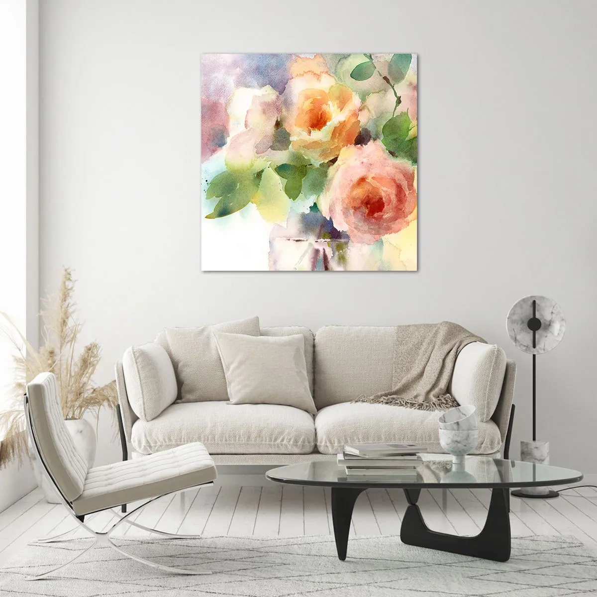 Tablou pe sticlă - Delicat ca o acuarelă - 70x70 cm