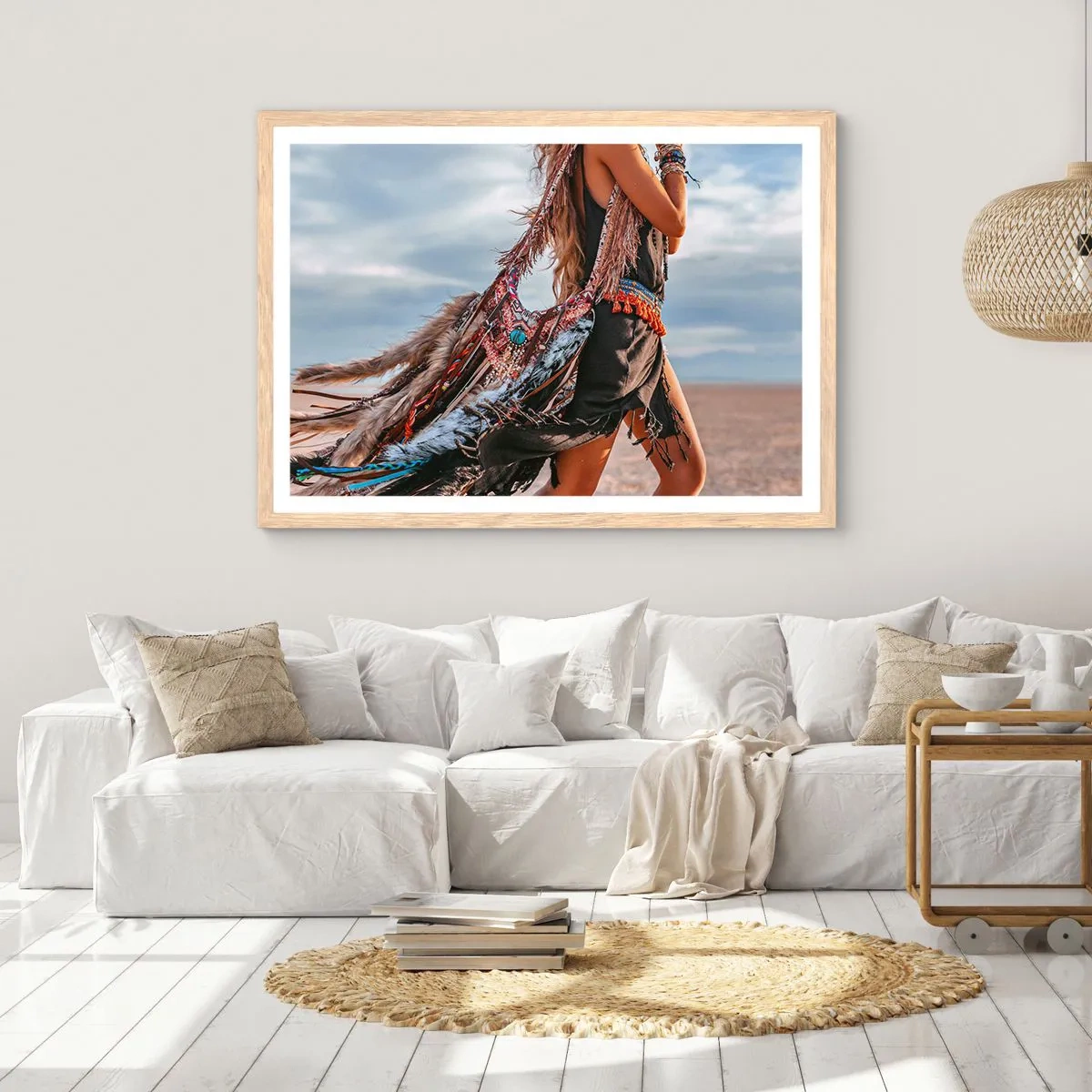 Poster în ramă de stejar deschis - Iubita șamanului - 100x70 cm