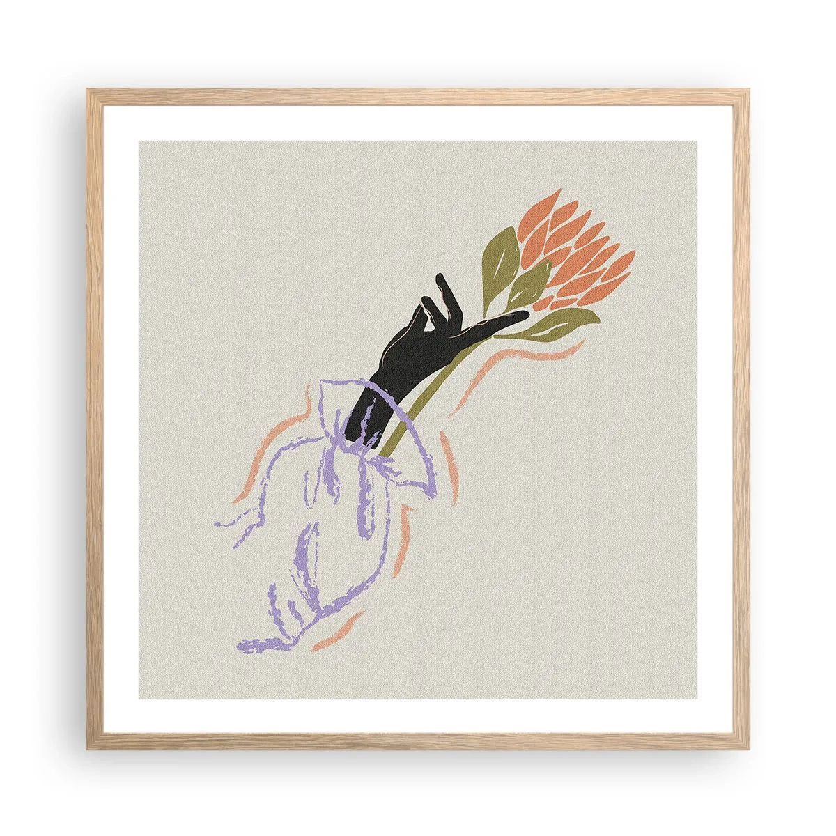 Poster în ramă de stejar deschis - Atingere surorială - 60x60 cm