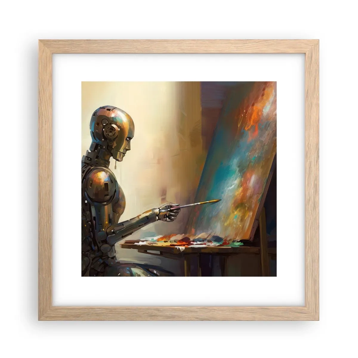 Poster în ramă de stejar deschis - Arta viitorului - 30x30 cm