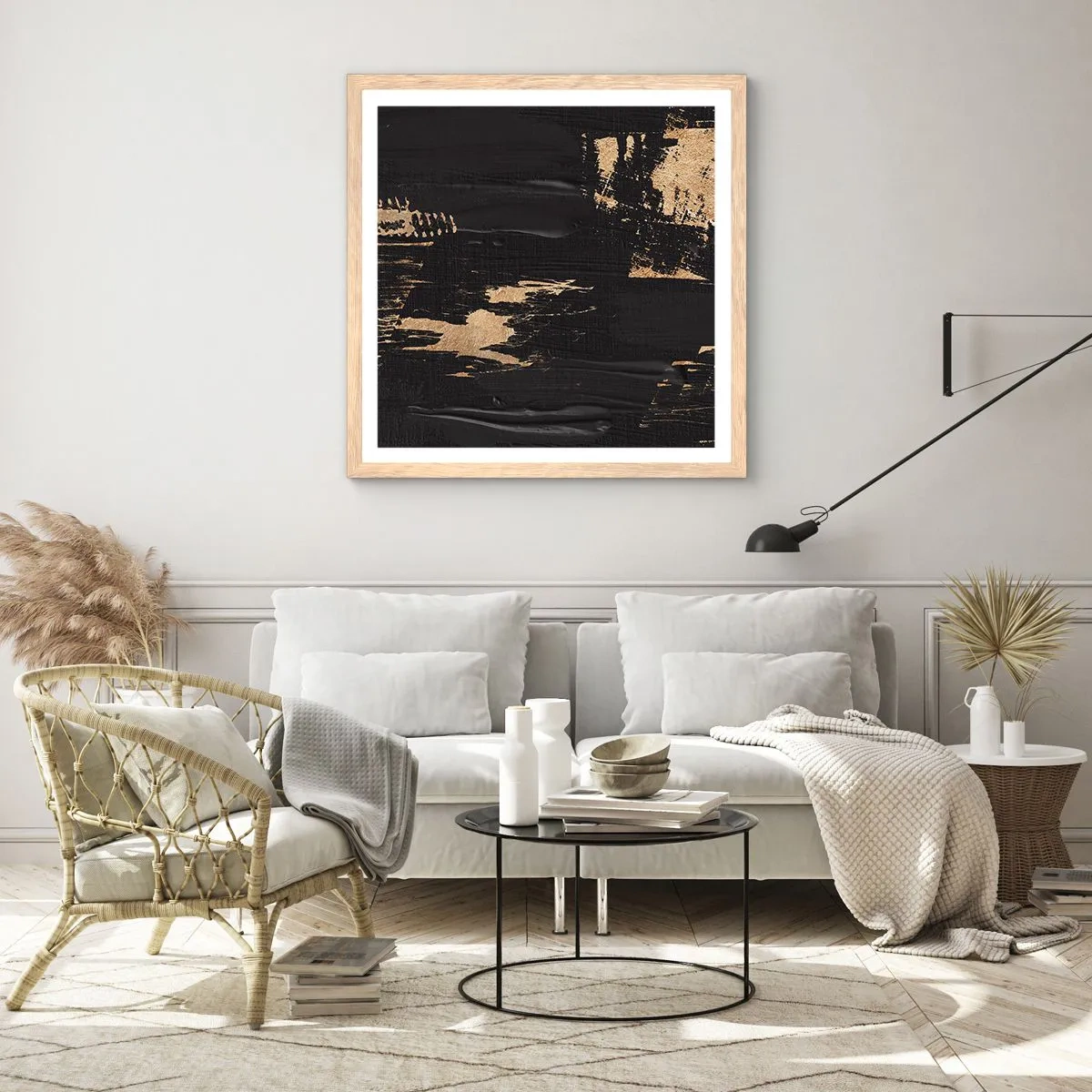 Poster în ramă de stejar deschis - O urmă de atingere - 60x60 cm