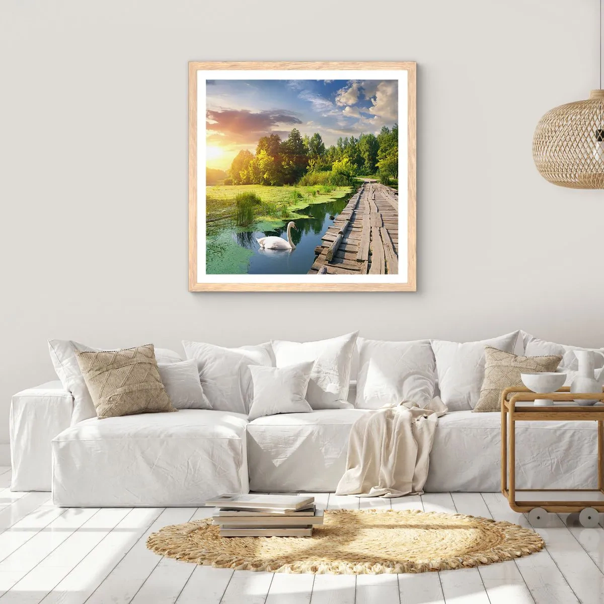 Poster în ramă de stejar deschis - Vară, vară peste tot - 60x60 cm