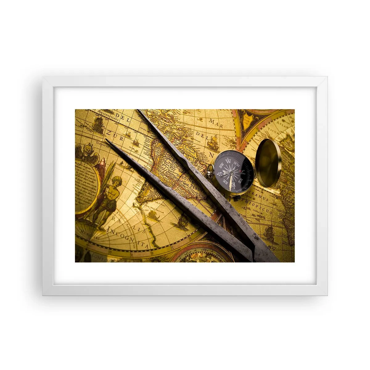 Poster în ramă albă - Unde sunt aceste comori? - 40x30 cm