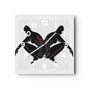 Ceas de perete - Ceas pe sticlă - Suflet comun - 40x40 cm