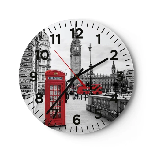 Ceas de perete - Ceas pe sticlă - Fără îndoială, Londra - 40x40 cm