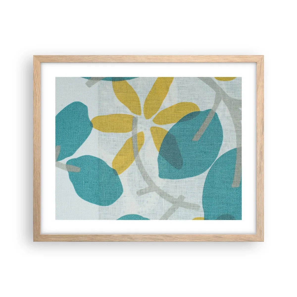 Poster în ramă de stejar deschis - Printre frunzele de azur - 50x40 cm