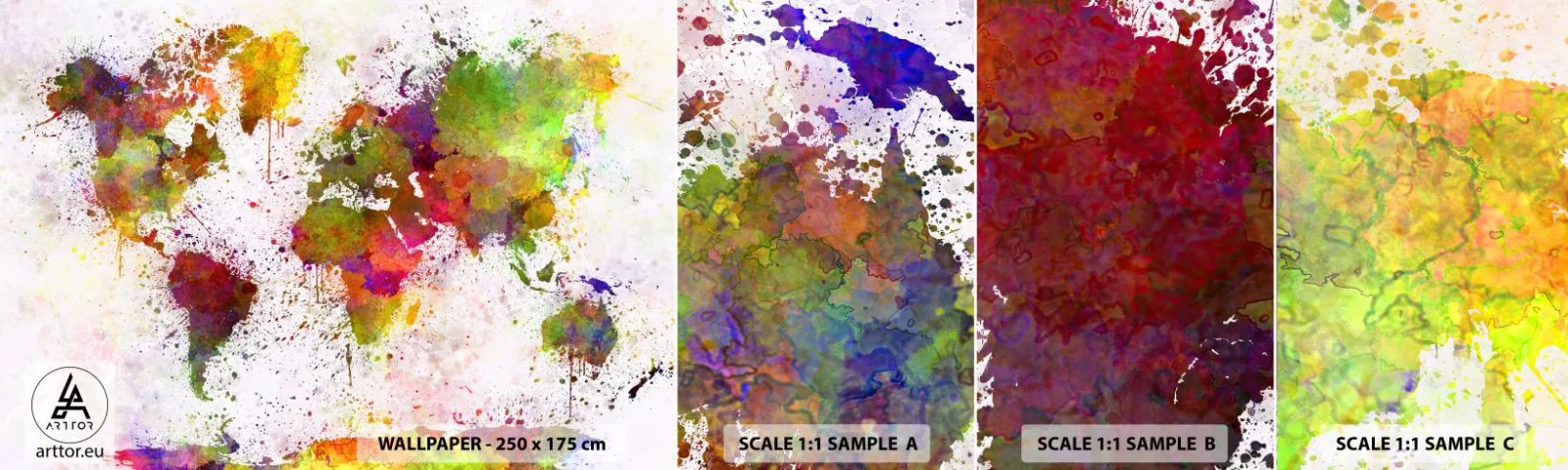Mostră de Tapet Standard Eco - Cumva a ieșit așa - Harta lumii, Continente, Bucată - 100x30 cm