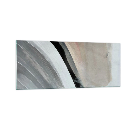 Tablou pe sticlă - Compoziție: arc de negru și gri - 100x40 cm