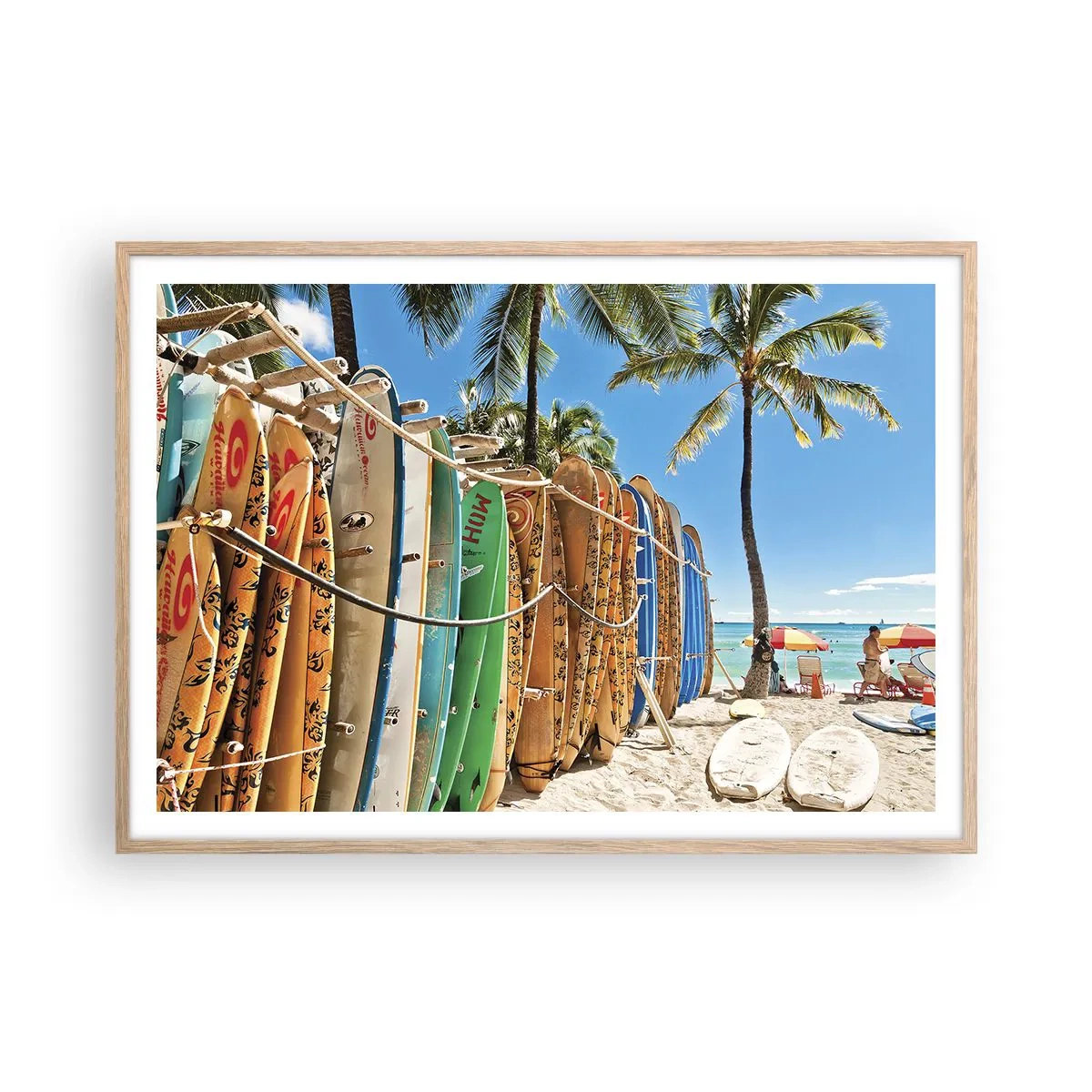 Poster în ramă de stejar deschis - Distracție însorită - 100x70 cm