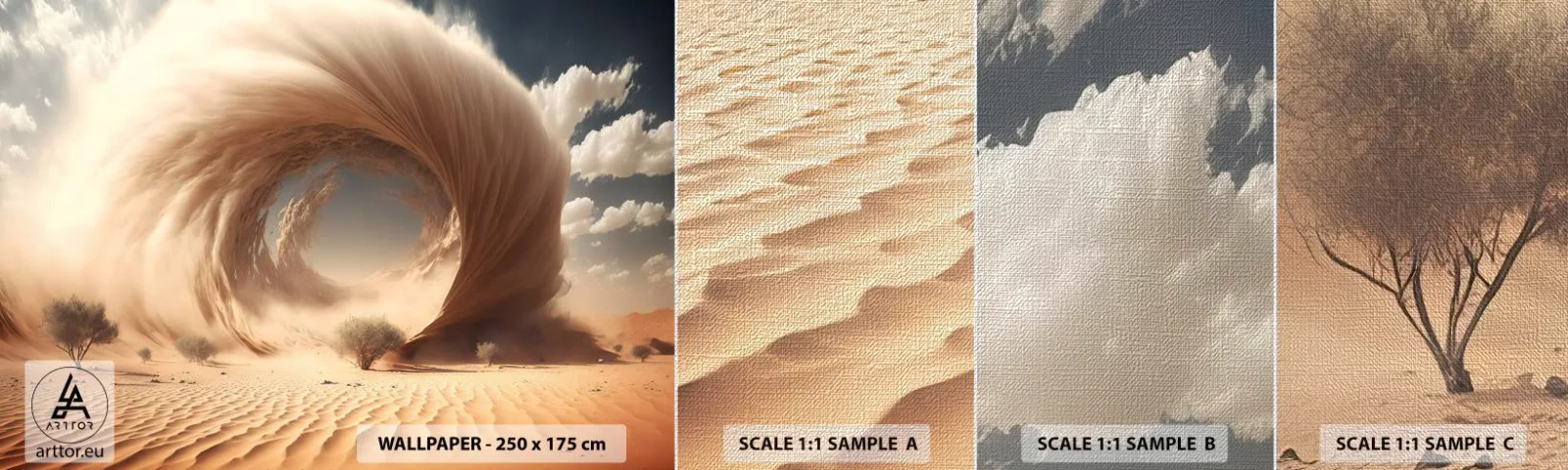 Mostră tapet Premium Canvas - Portal deschis - Nisip, Deşert, O furtună de nisip - 100x30 cm