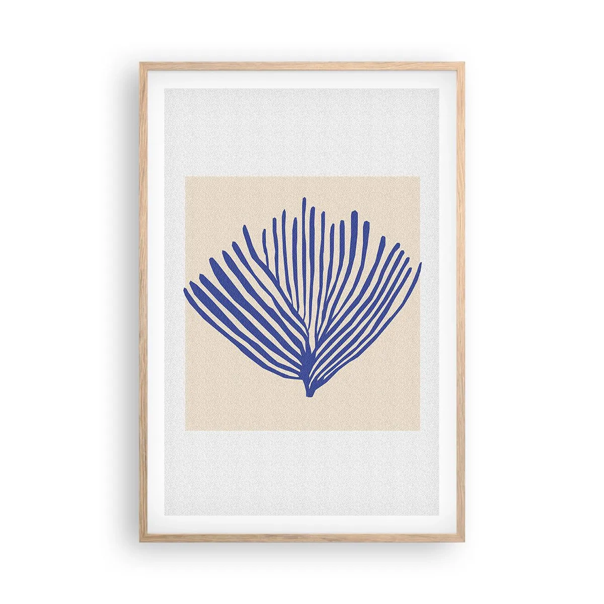 Poster în ramă de stejar deschis - Evantai albastru - 61x91 cm