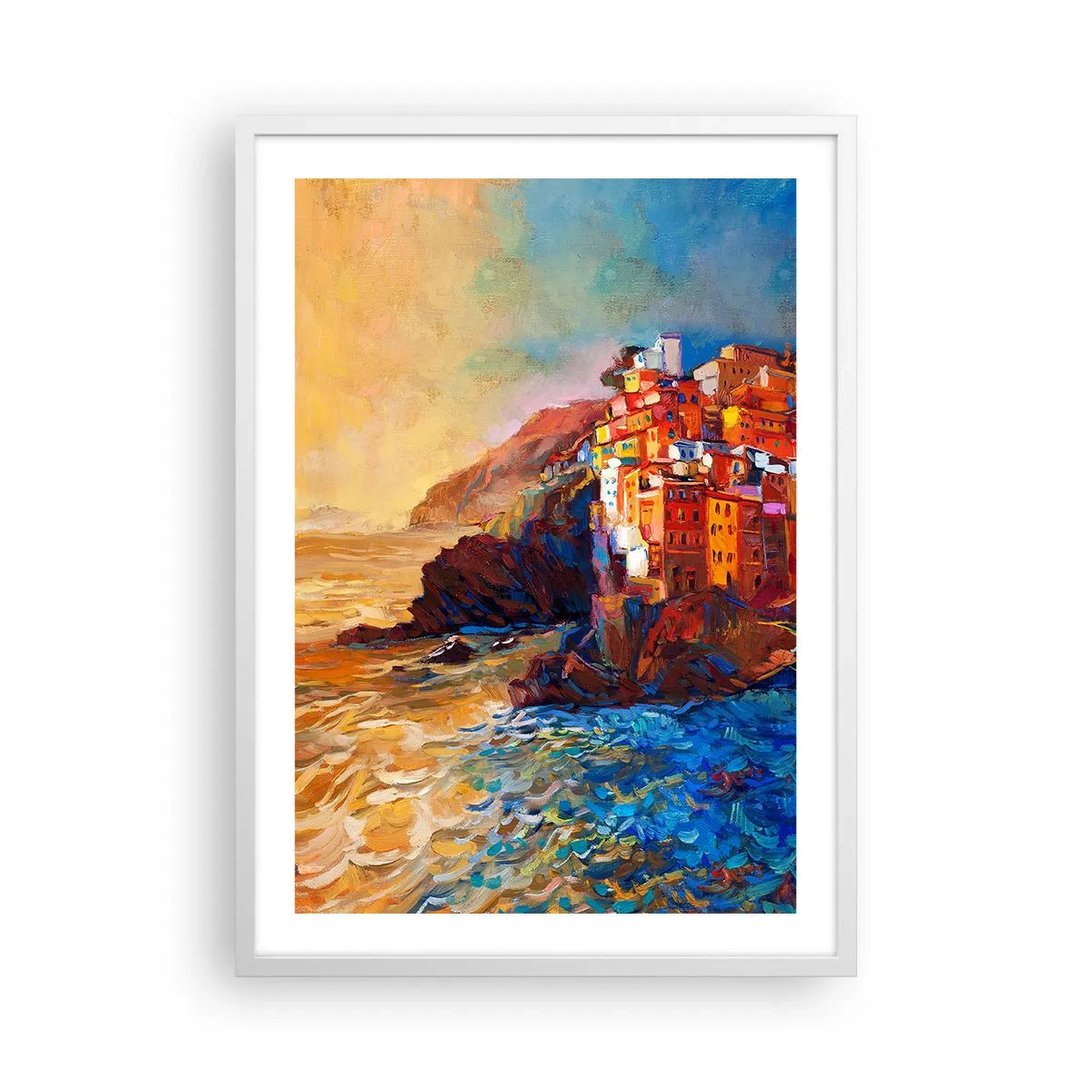 Poster în ramă albă - Oraș italian de vis - 50x70 cm