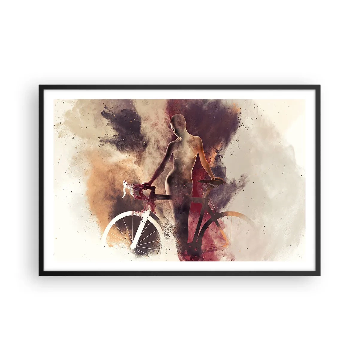 Poster în ramă neagră - În forme de marmură sufletul ciclist - 91x61 cm