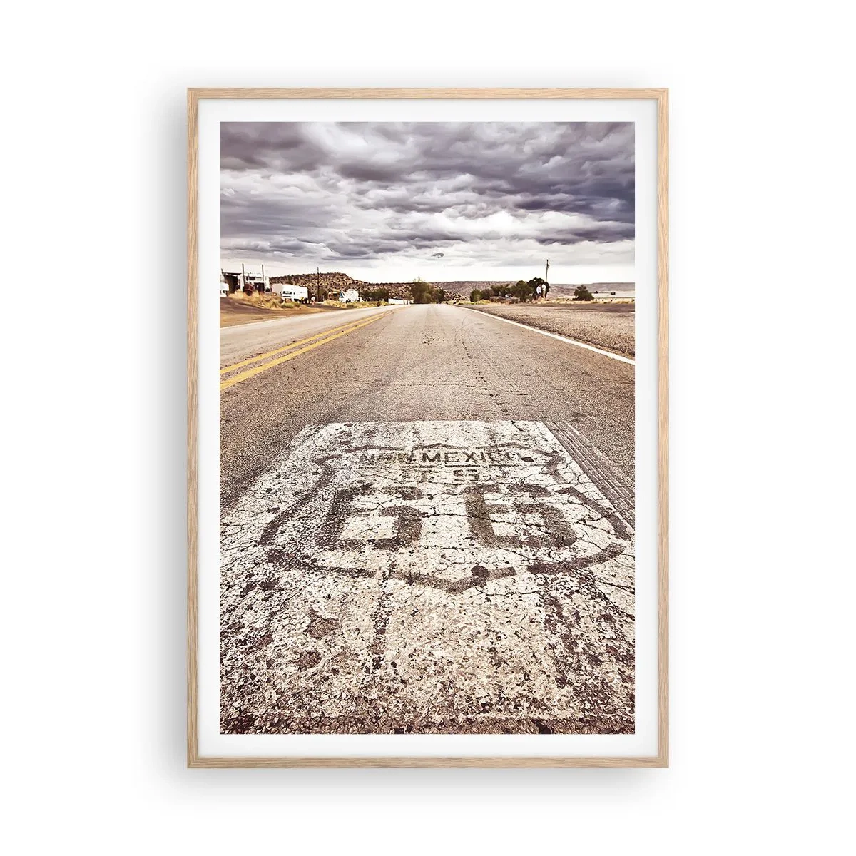 Poster în ramă de stejar deschis - Mother Road - o legendă americană - 70x100 cm