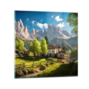 Tablou pe sticlă - Idilă alpină - 30x30 cm