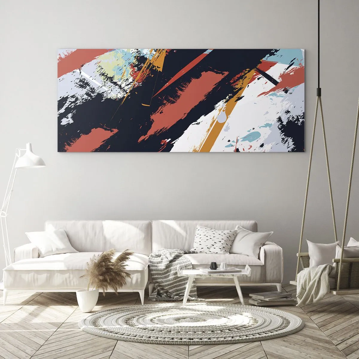 Tablou pe sticlă - Compoziție dinamică - 140x50 cm