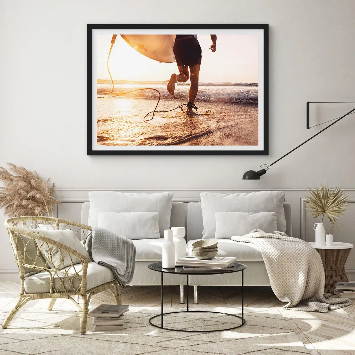 Poster în ramă neagră - Pentru a întâmpina valul - 70x50 cm