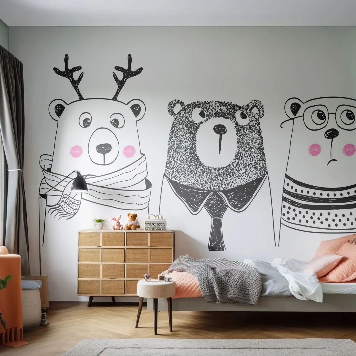 Tapet Standard Eco - Ursuleț, urs - Pentru copii, Urs, Ilustrare - 200x140 cm