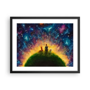 Poster în ramă neagră - Dragoste și prietenie - întreaga lume - 50x40 cm