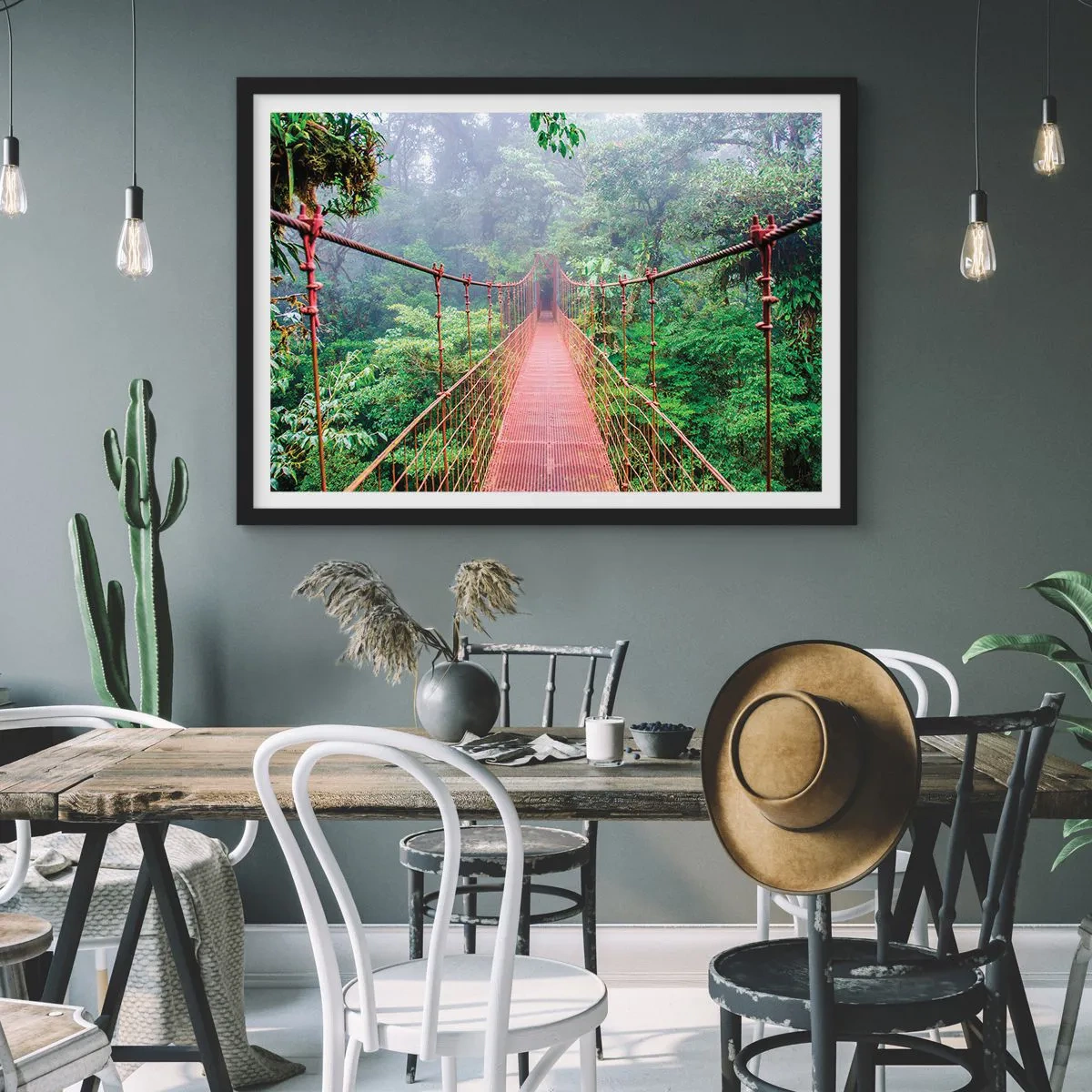 Poster în ramă neagră - Suspendat deasupra coroanelor arborilor - 50x40 cm