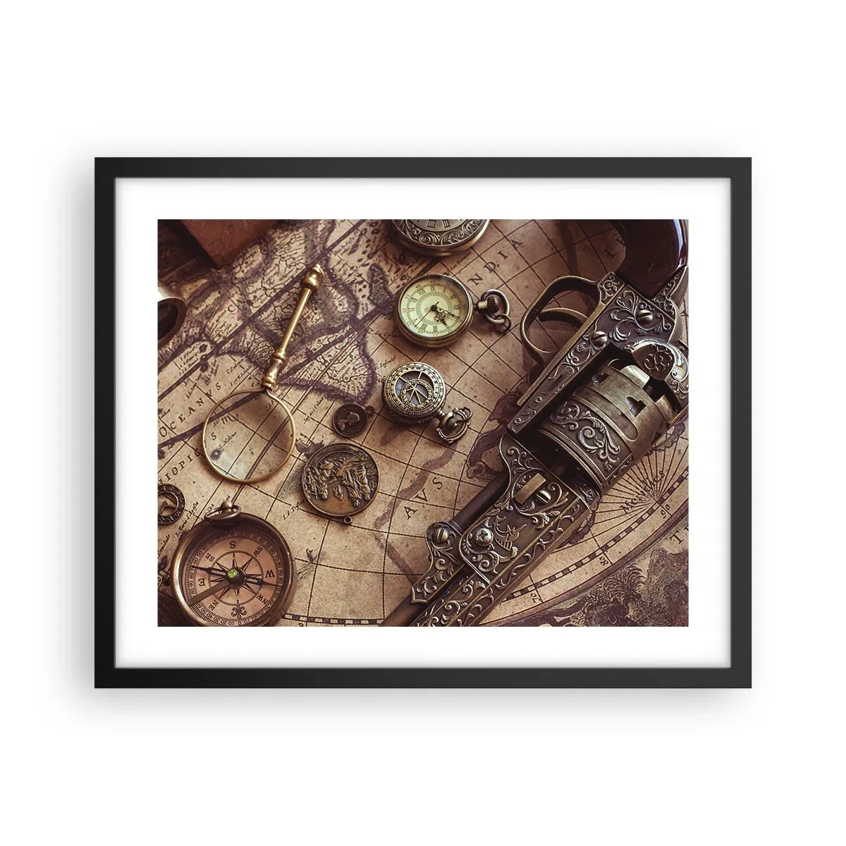 Poster în ramă neagră - Sugestii de aventură - 50x40 cm