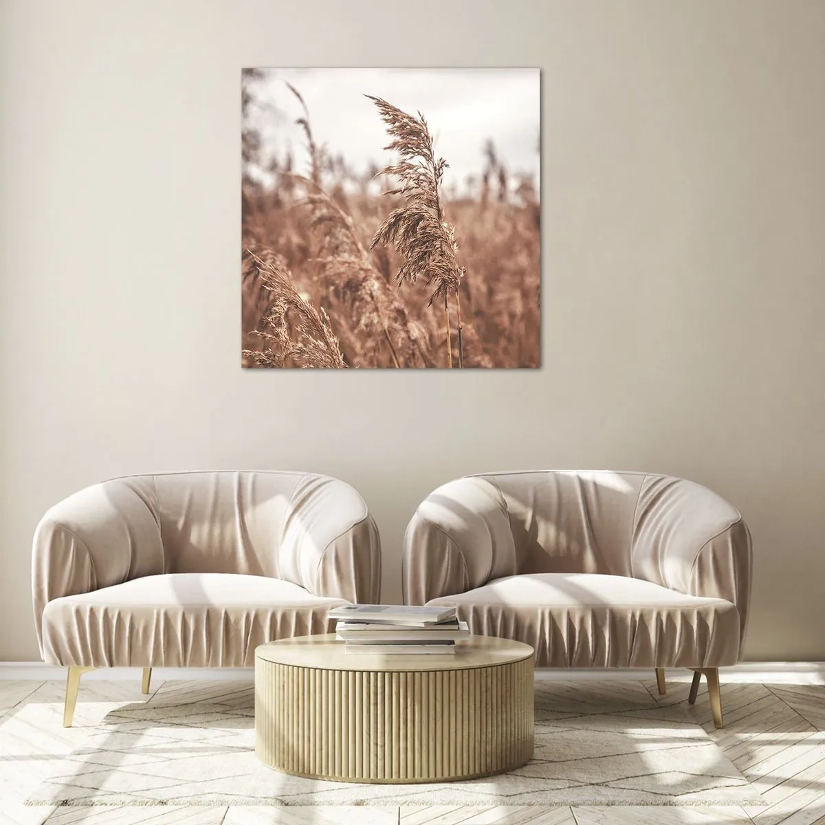 Tablou pe sticlă - Toamna pe câmpuri - 70x70 cm