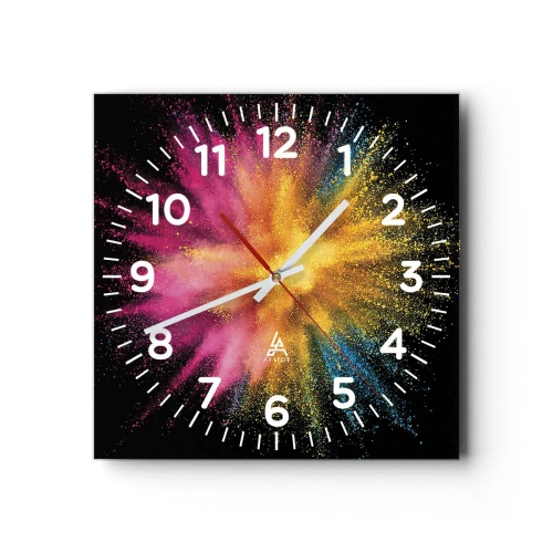 Ceas de perete - Ceas pe sticlă - Nașterea culorii  - 40x40 cm