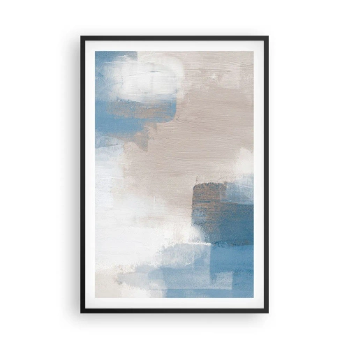 Poster în ramă neagră - Abstracție roz în spatele unui voal de albastru - 61x91 cm