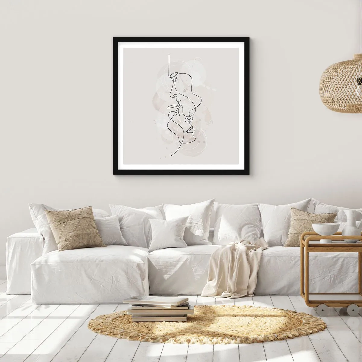 Poster în ramă neagră - Încurcați într-o îmbrățișare - 30x30 cm